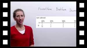 Omregn fra procentform til brøk- og decimalform.