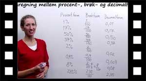 Omregn mellem procent-, brøk- og decimalform.