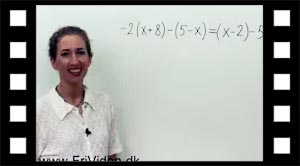 Eksempel med minusparentes i ligningsløsning