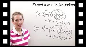 Ligninger med parenteser i anden potens