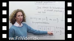 Beregn proportionalitets-faktoren og udfyld en tabel