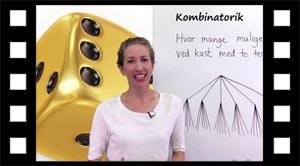 Kombinatorik. Hvor mange mulige udfald ved kast med to terninger